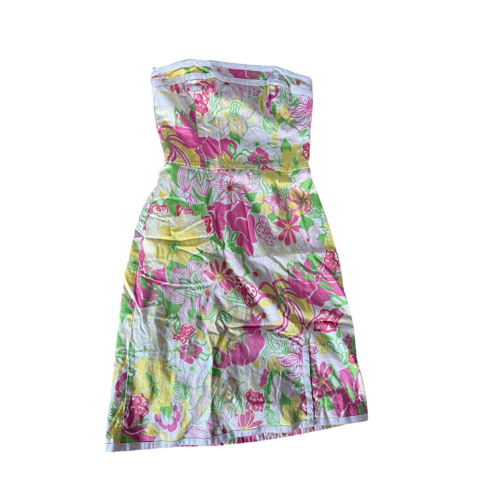 Tibi‎ vintage retro pink and green floral print tropical sleeveless dress